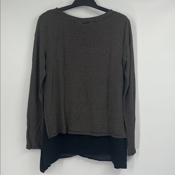 Black and Cream Striped Long Sleeve Layered Top - Picture 7 of 9